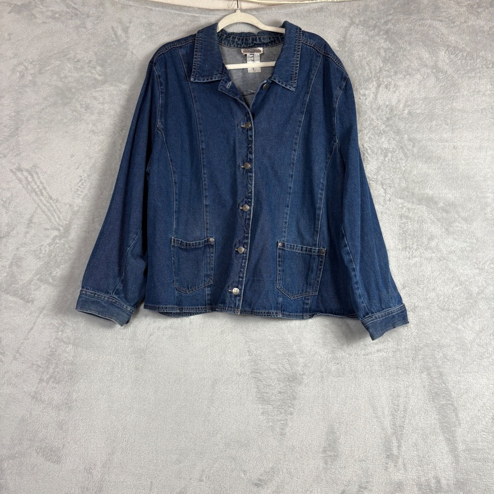 Vintage Traditions Country Collection Plus 24W Denim Jacket Blue Cotton Cottage